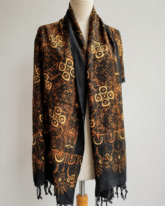 Artisan Black Batik Scarf